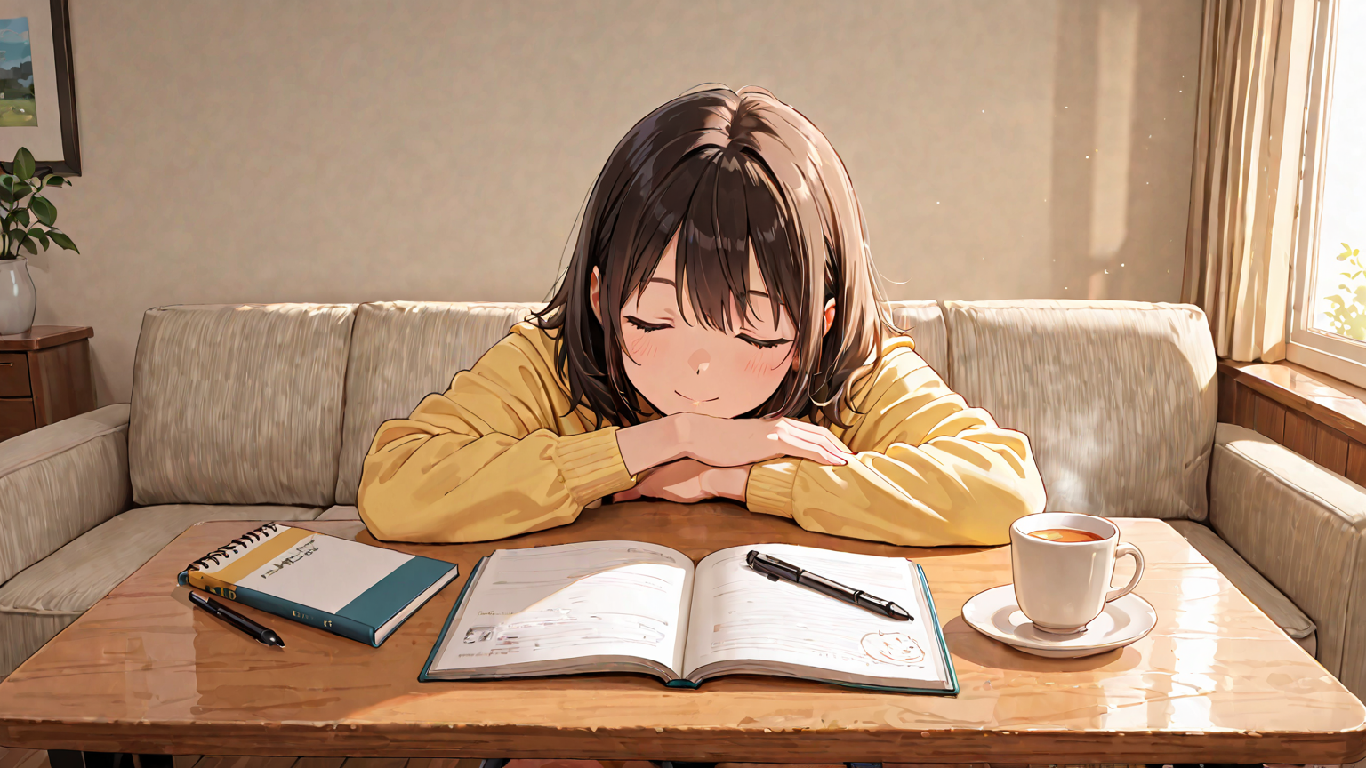 節約のために家計簿をつける様子