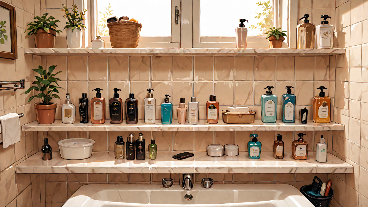 ヘアケア製品とスタイリングアイテムの集合