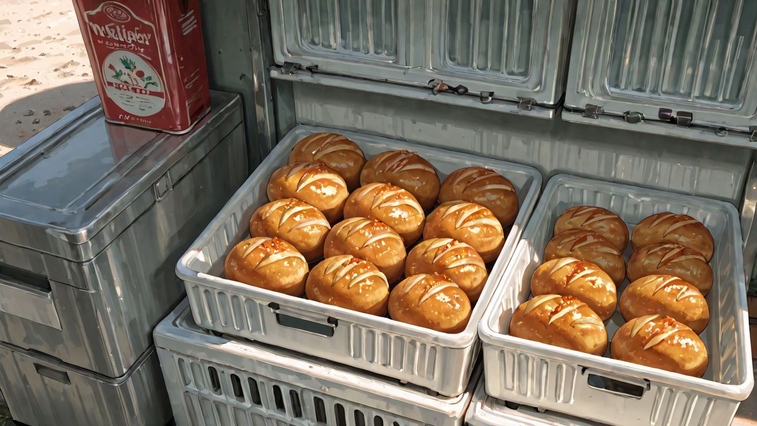 密閉保存された冷凍庫内の食材