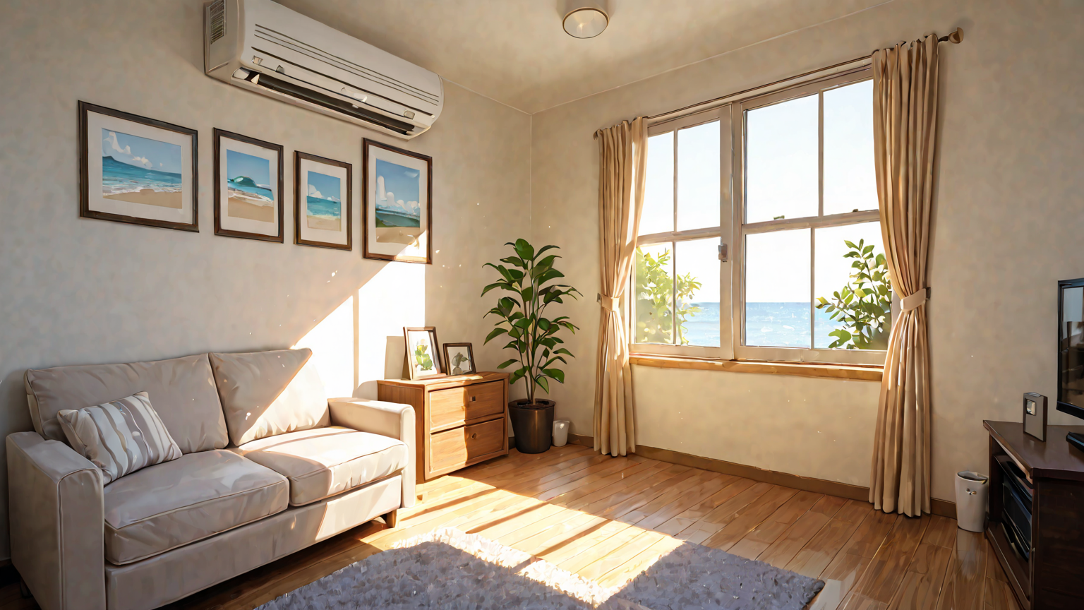 暑い夏にエアコンを使う家庭の様子