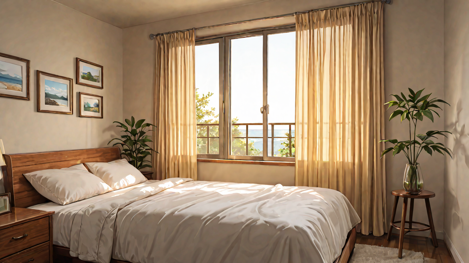 窓を開けて風を通す家庭の様子