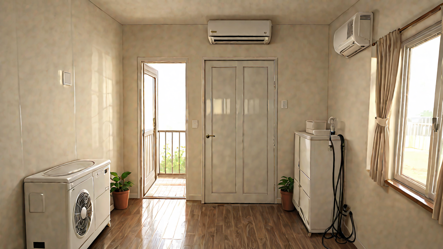 エアコン掃除の手順を示すイラスト