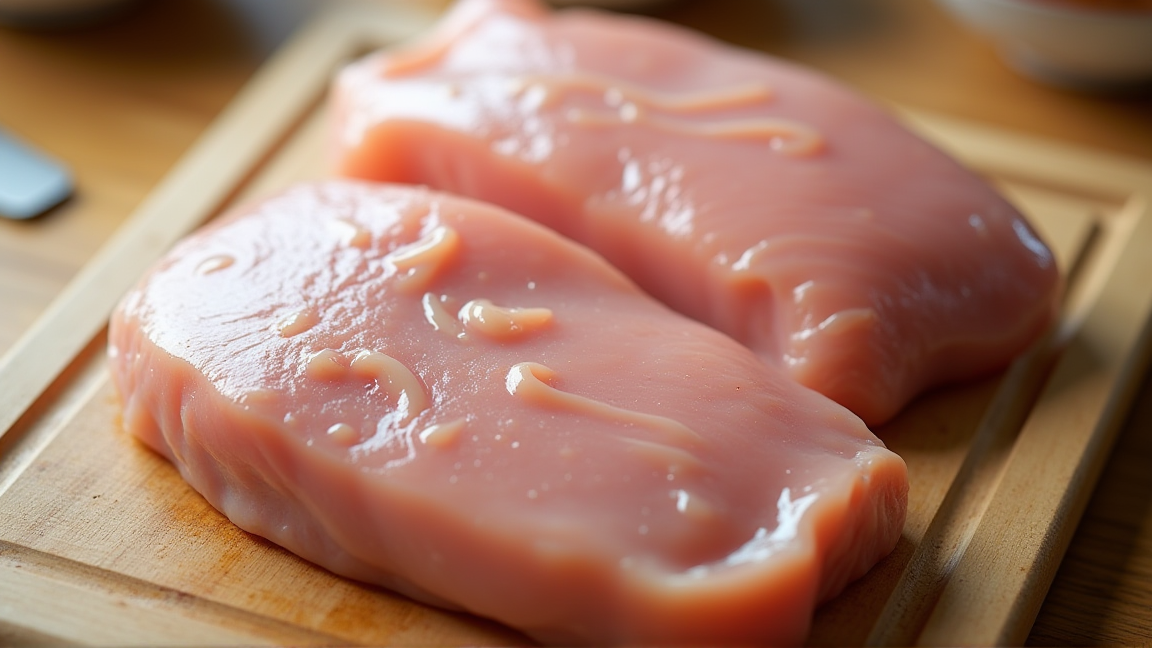 ささみの冷凍焼けと正しく保存したささみの比較