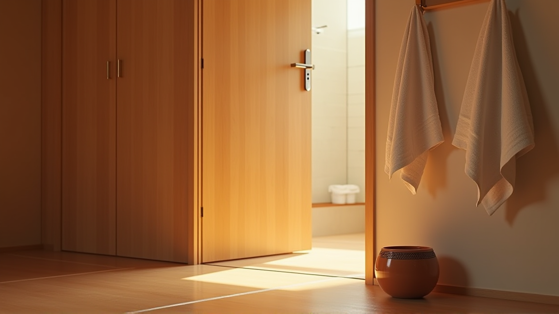 脱衣所に設置された小型セラミックヒーター