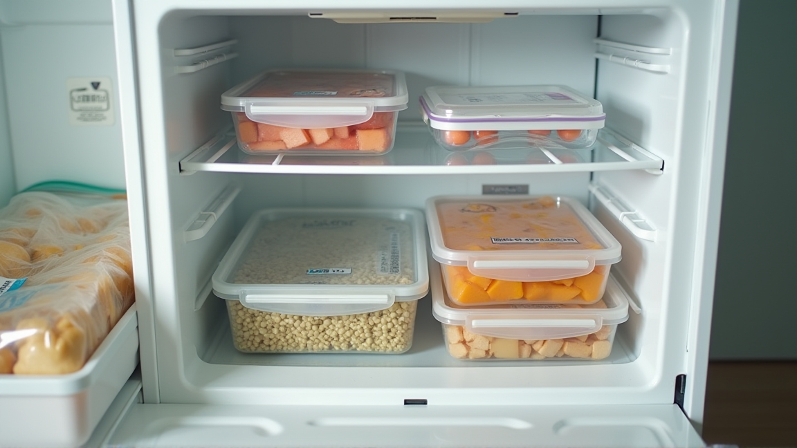 きちんと整理された家庭用冷凍庫の中身