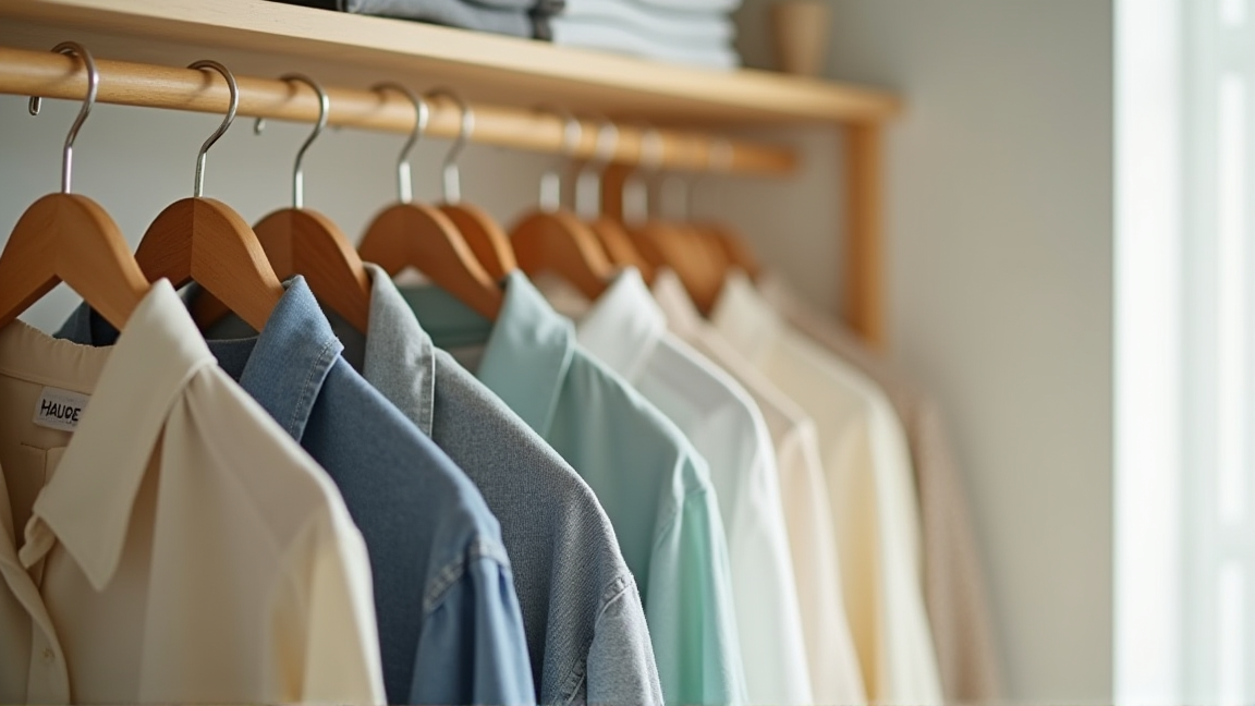 クローゼット内でハンガーに余裕を持たせた収納