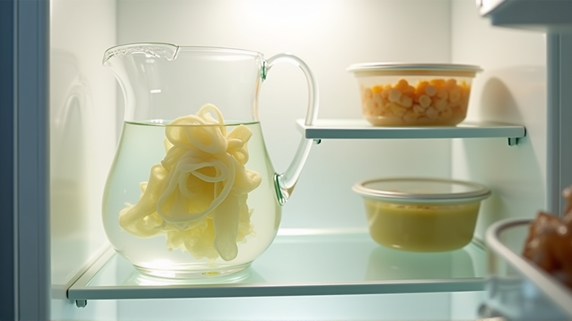 水出しだしを冷蔵庫にセットしている様子