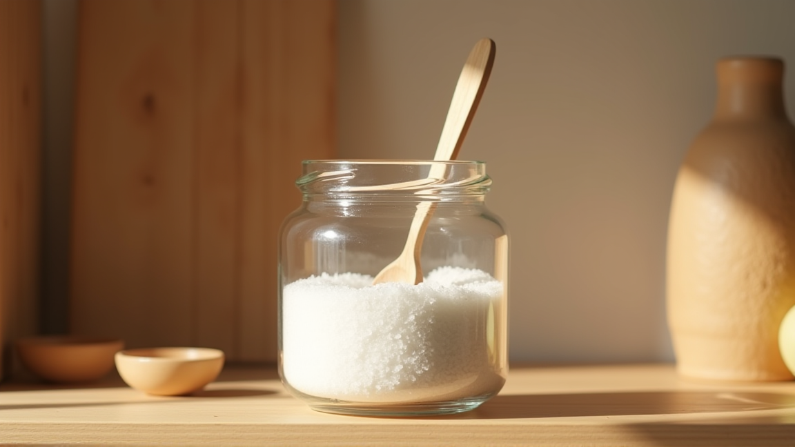 密閉容器に入った塩と珪藻土スプーン