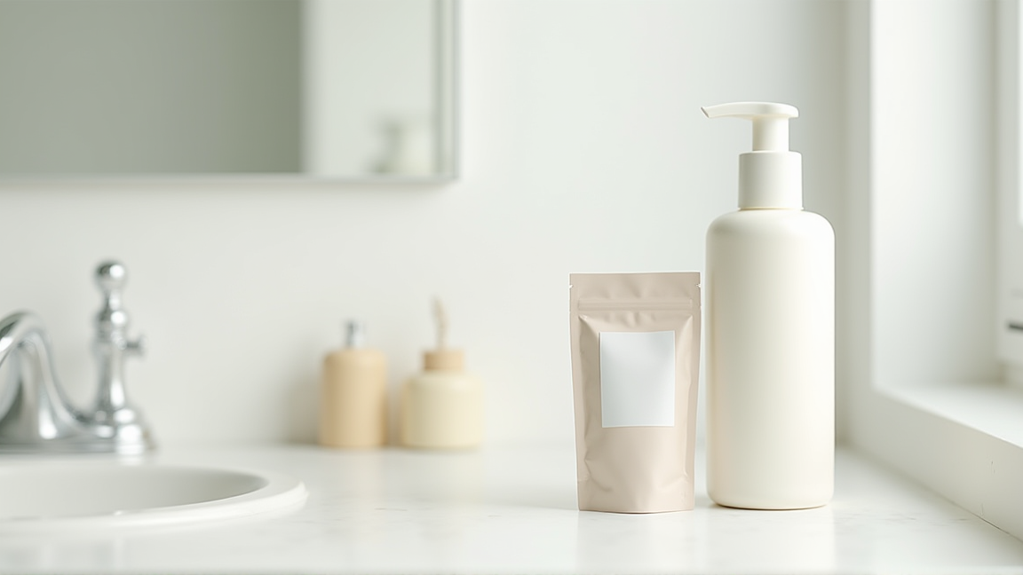 シャンプーのボトルと詰め替えパックの比較