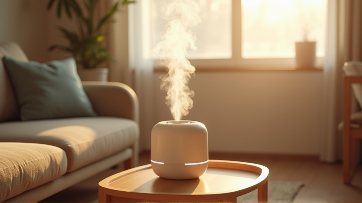 加湿器と冬のリビング