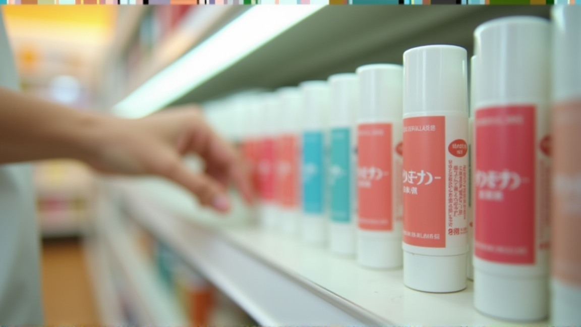 リップクリームを選ぶ様子