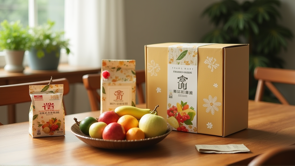 ふるさと納税の返礼品が届いたテーブルの様子