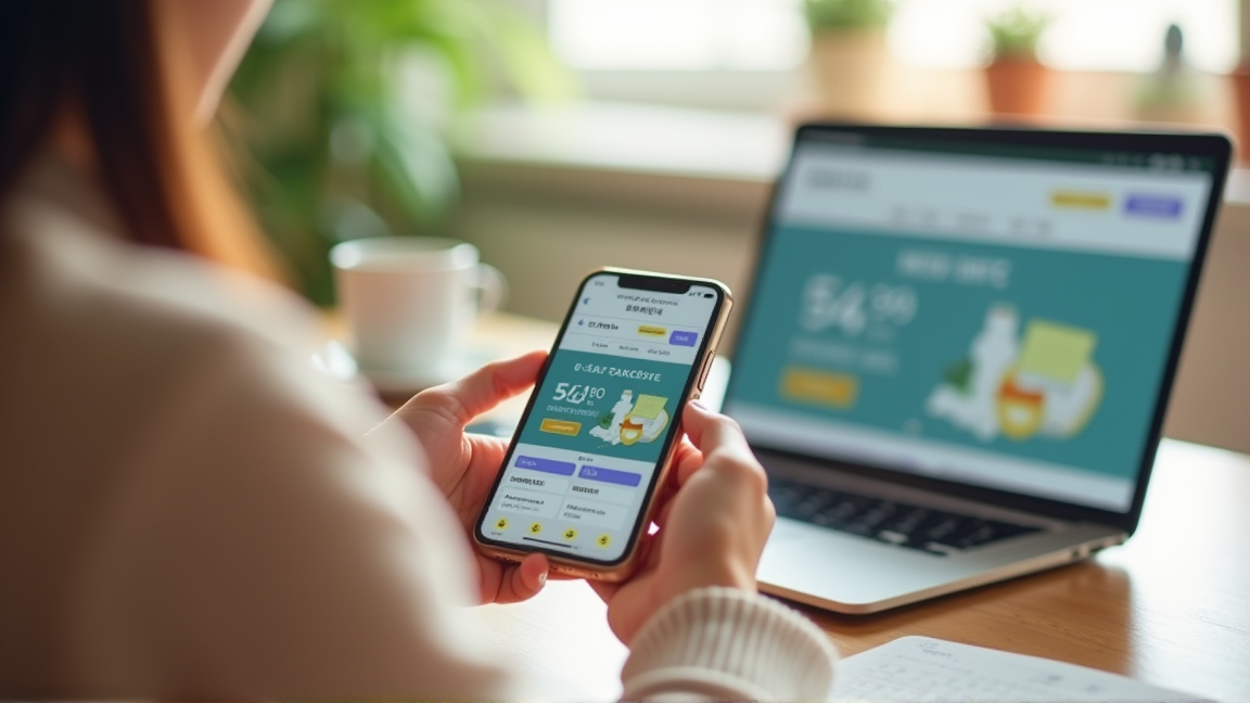 スマートフォンでふるさと納税サイトを閲覧している手元
