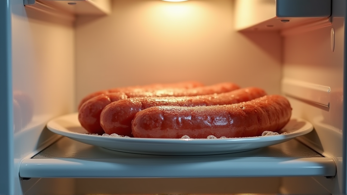 冷蔵庫内でゆっくり解凍中のウインナーパック