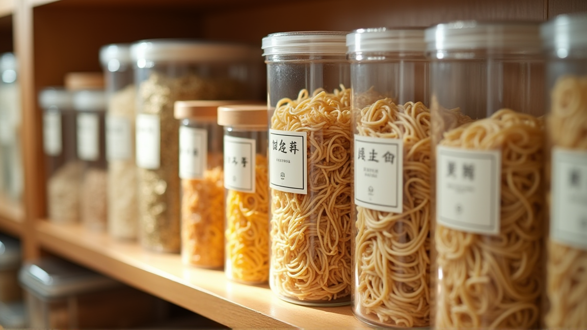 パントリーに整理された保存容器