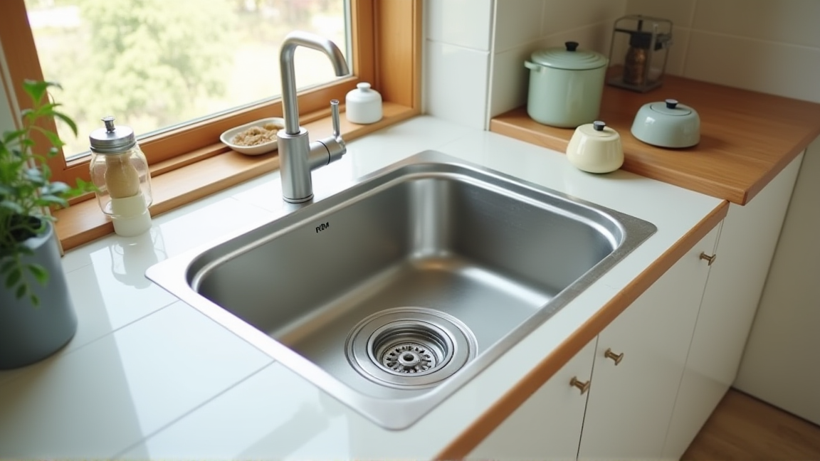 キッチンの三角コーナーと排水口