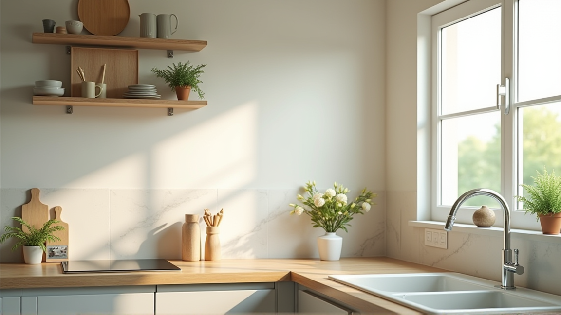 すっきり片付いた夏のキッチン全景