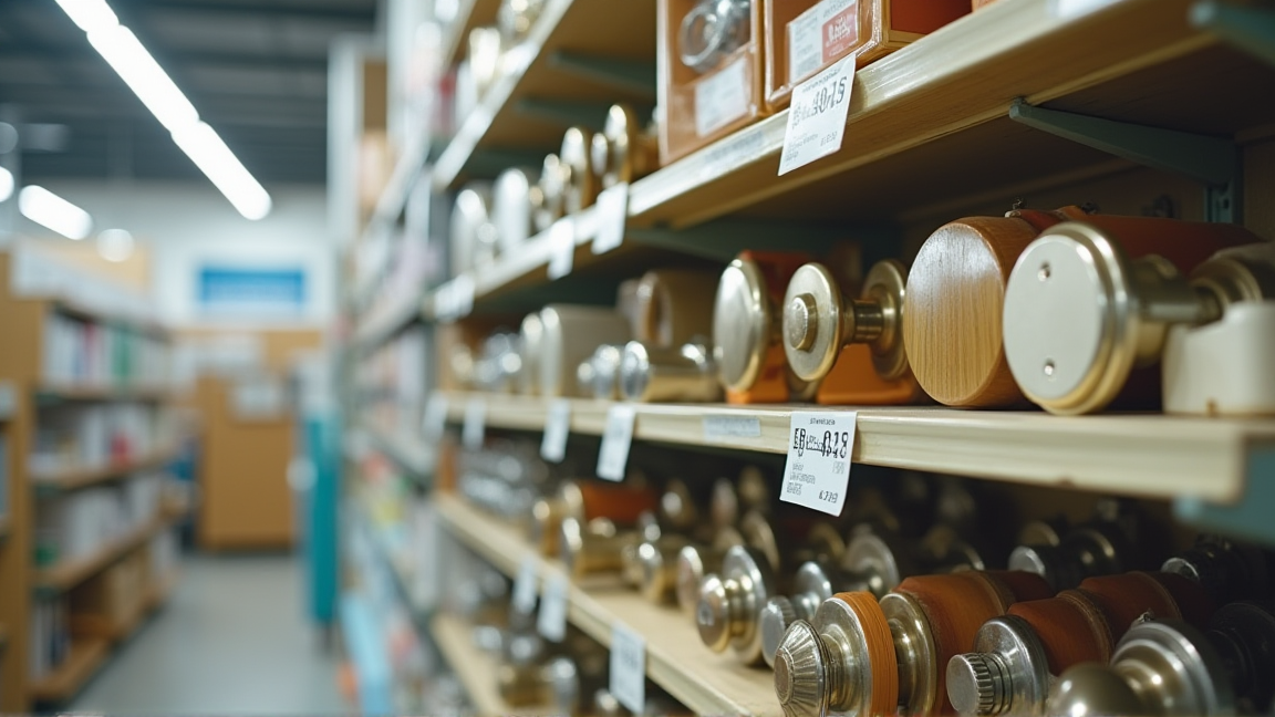 ホームセンターに並ぶドアノブ交換部品