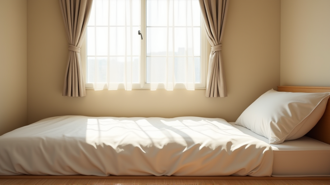 清潔な白いシーツが敷かれたベッド