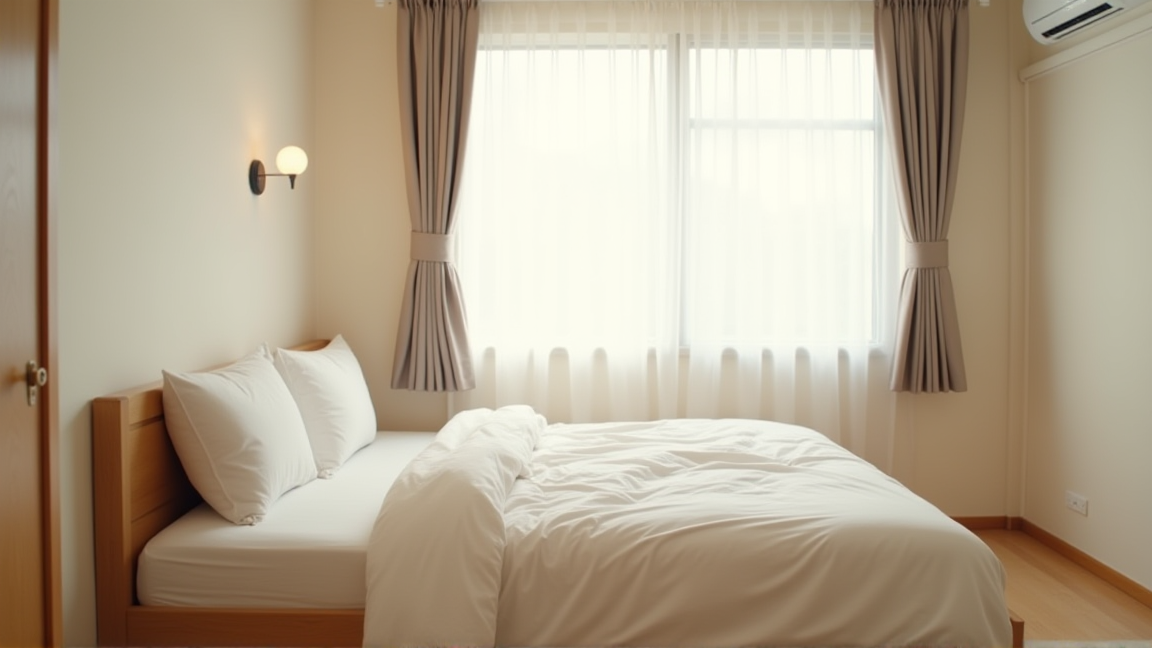 すっきり整えられた一人暮らしのベッドルーム