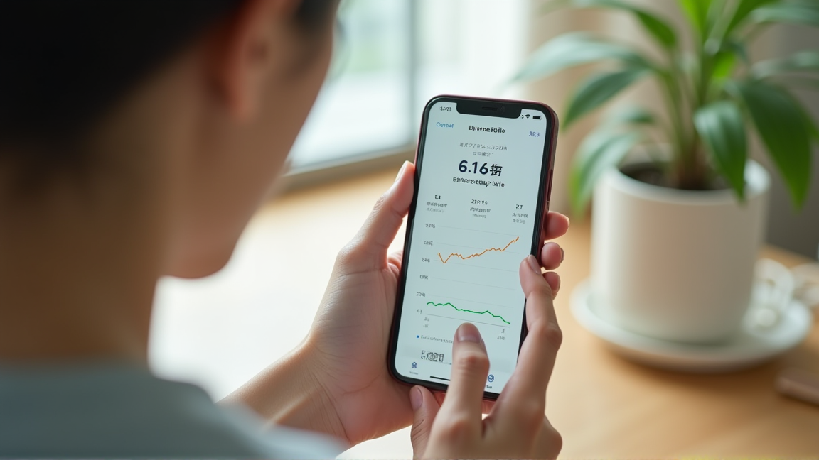 スマートフォンで電気料金のアプリを確認している手元