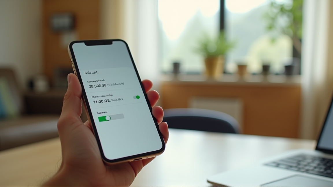 スマートフォンでNetflixのアカウント設定画面を確認している手元