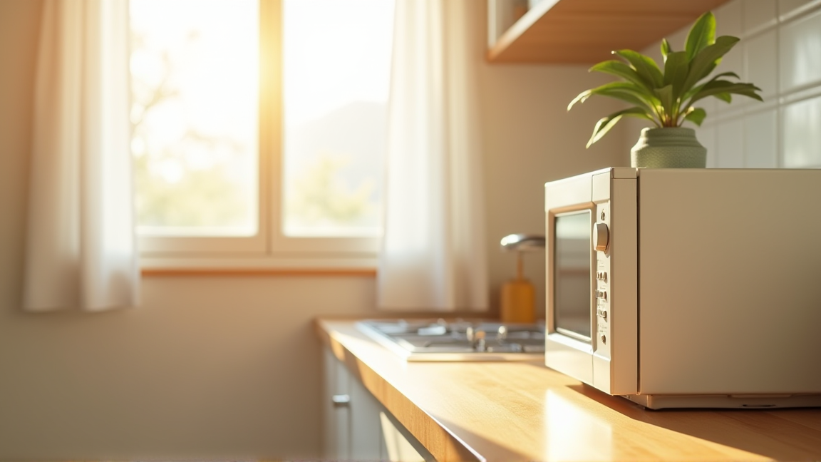 きれいなキッチンと電子レンジのある暮らし