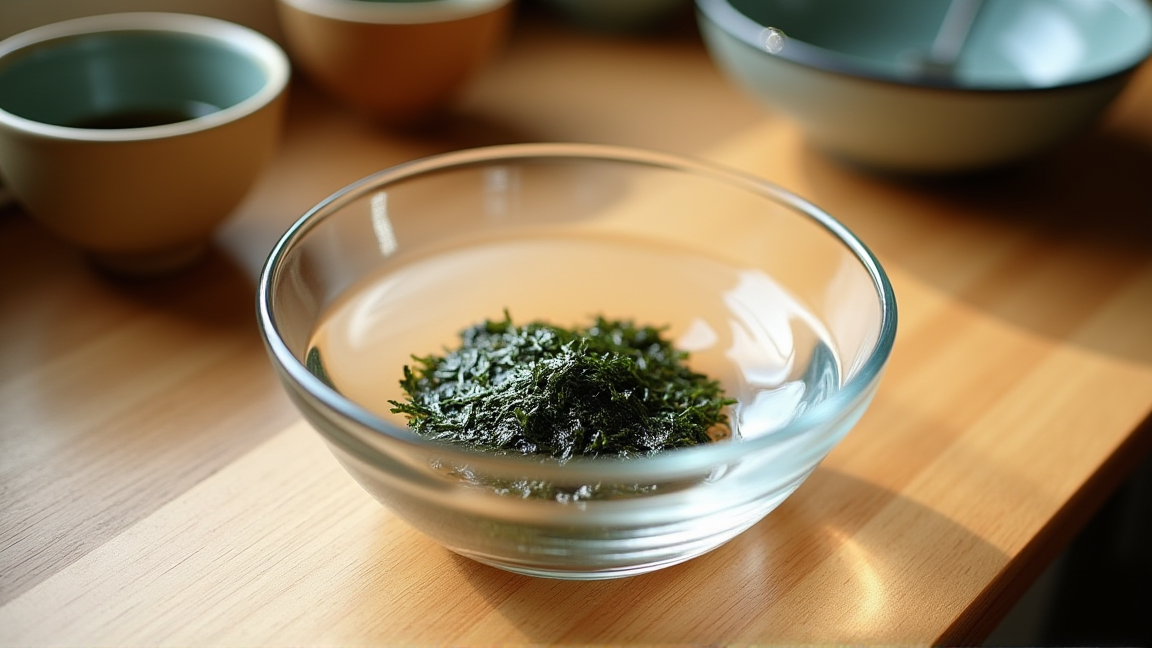 ボウルで水戻し中のひじき