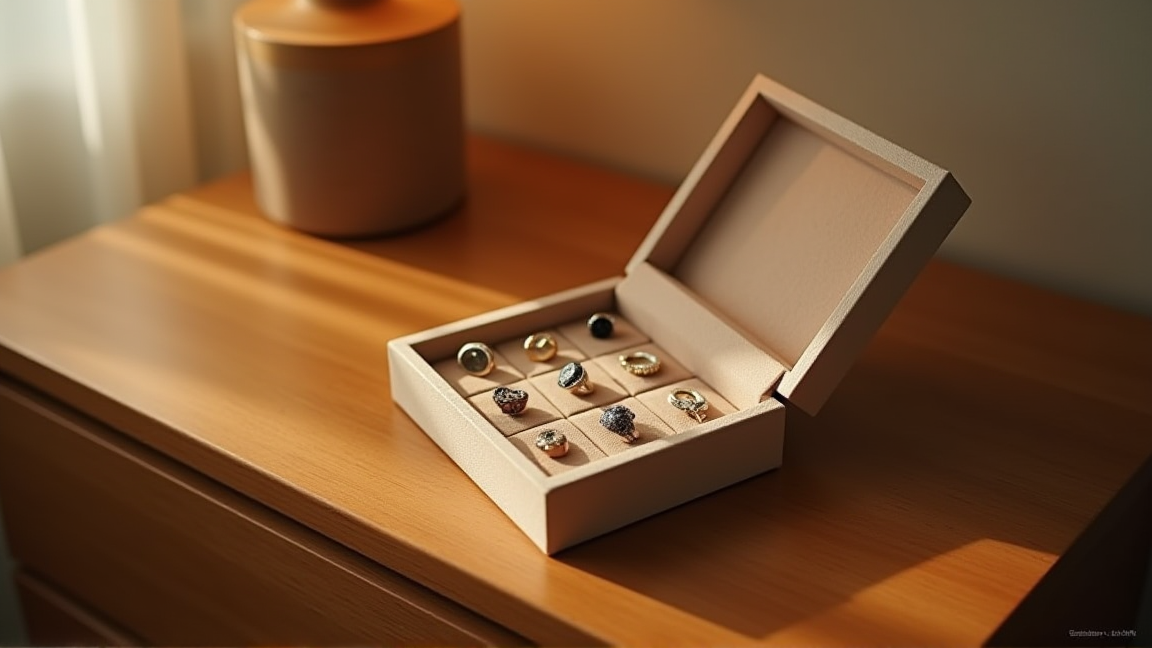 ジュエリーボックスに保管された複数の指輪