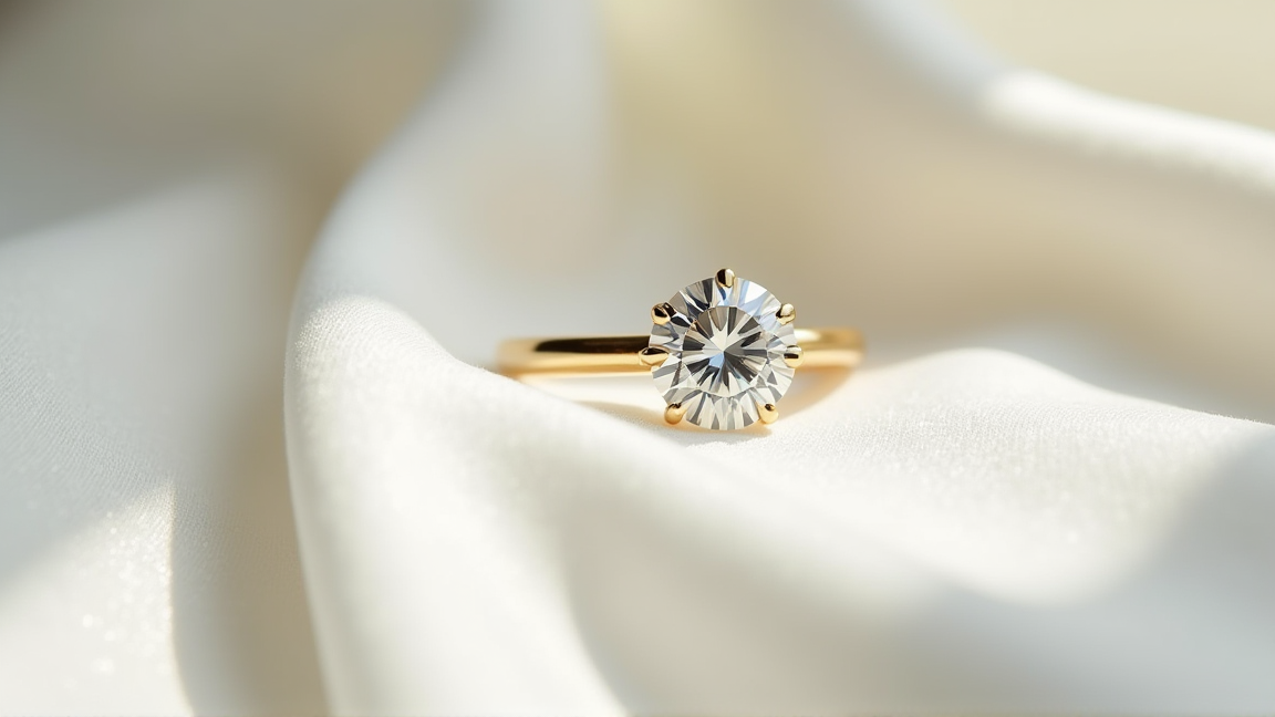 きれいに磨かれた指輪が光を反射している様子