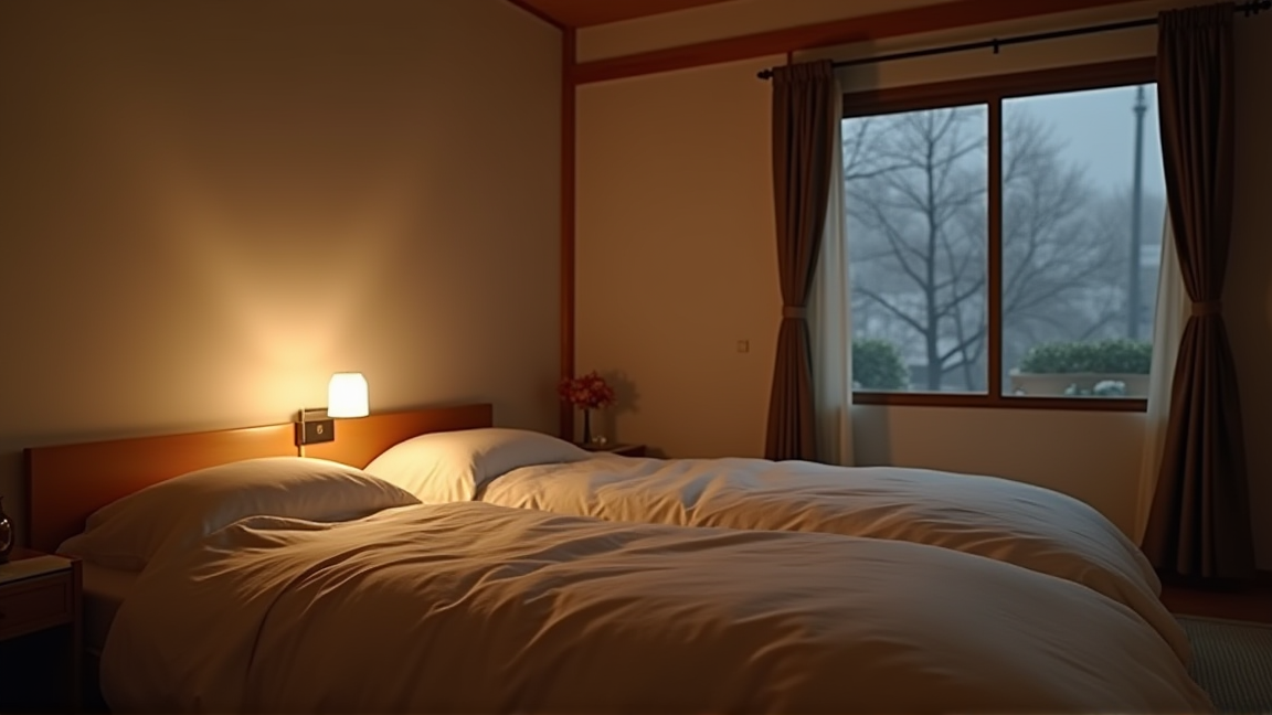 温かい布団で快適に眠る冬の寝室