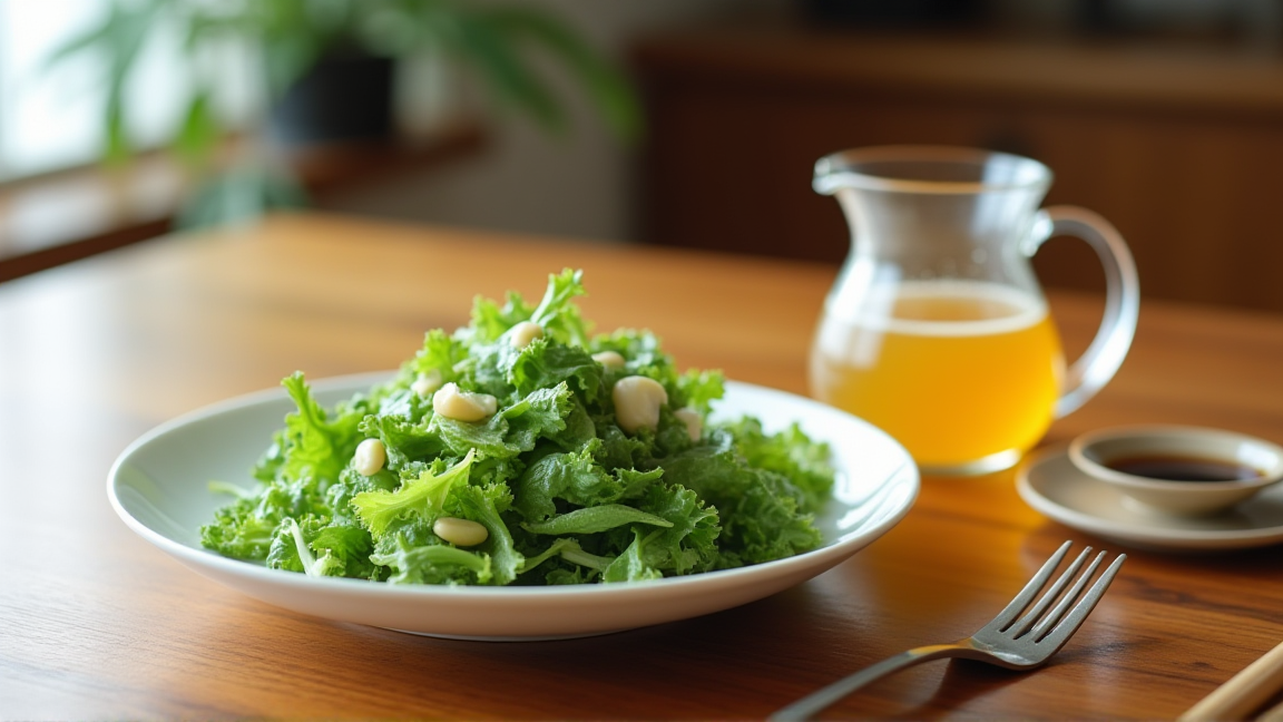 食卓に置かれたサラダと手作りドレッシング