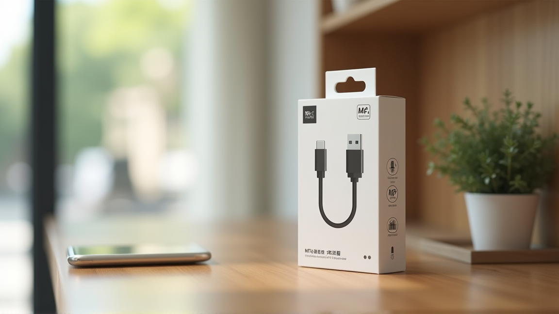 認証マーク付きの充電ケーブルのパッケージ