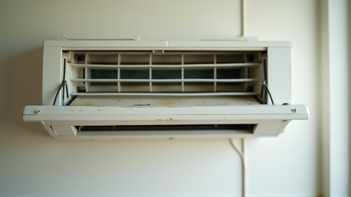 エアコンの吹き出し口から見える内部の汚れ