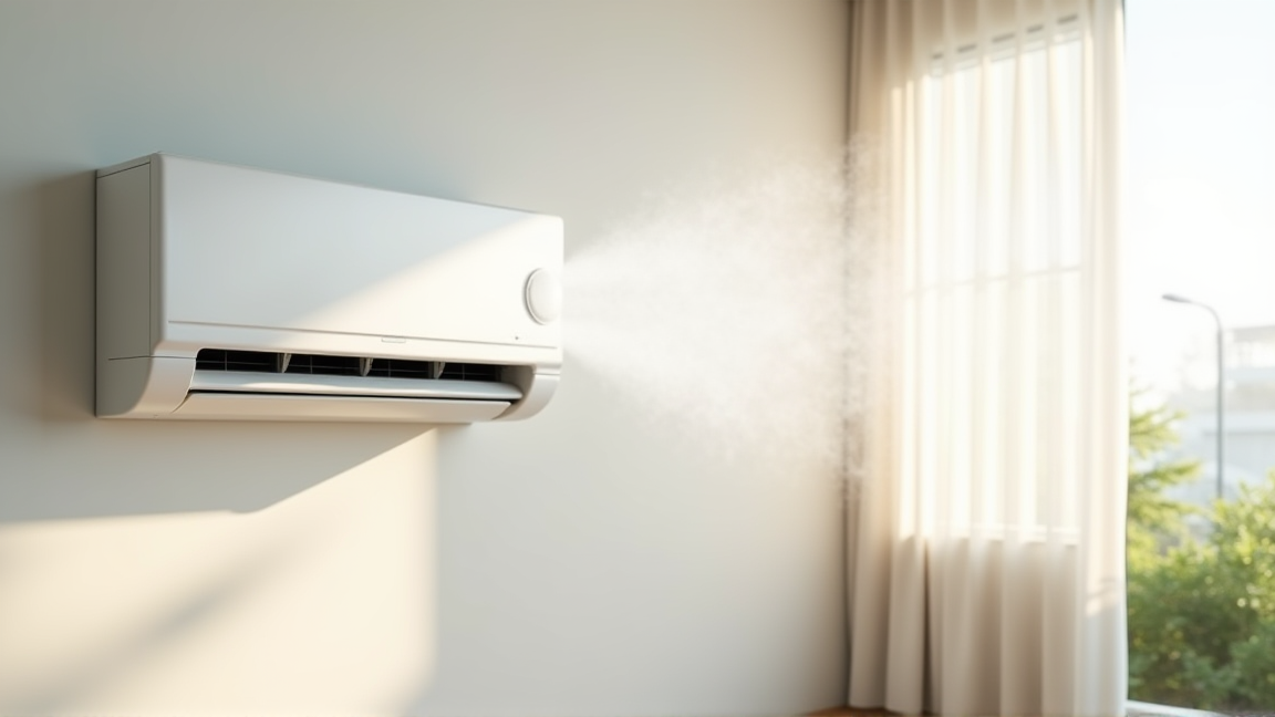 きれいになったエアコンから涼しい風が出ている様子