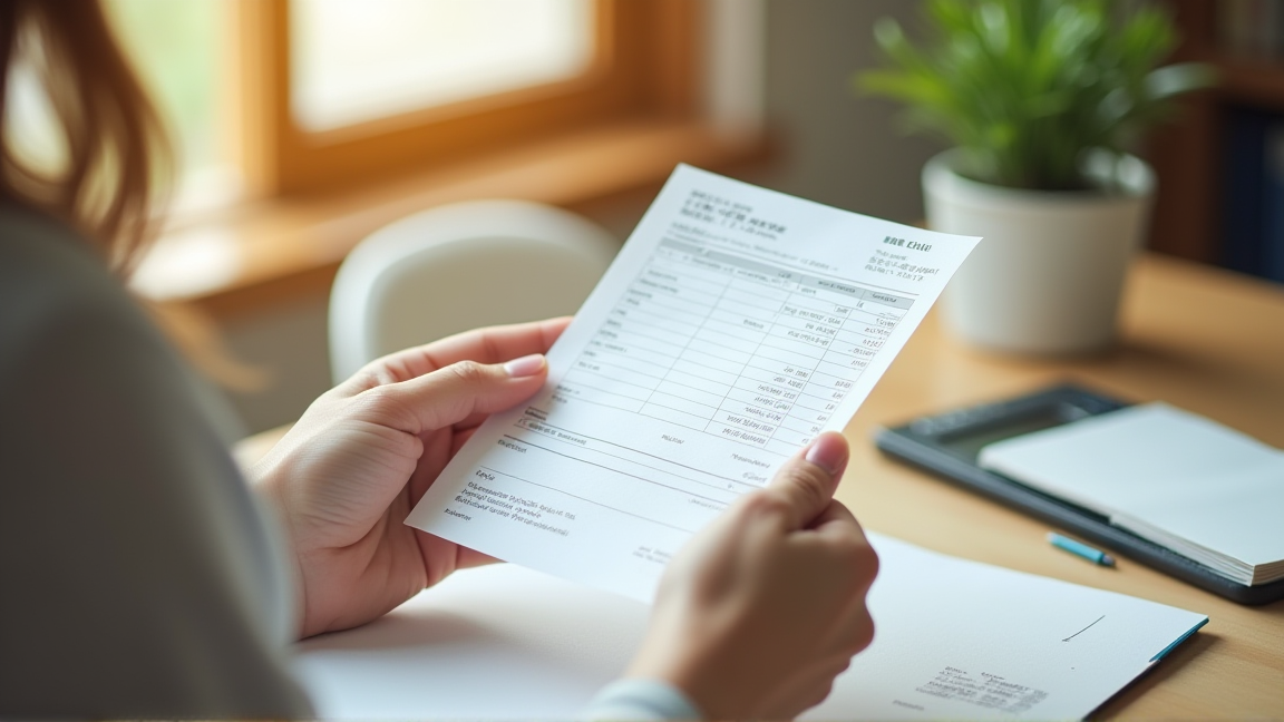 エアコンの電気代明細を確認している手元