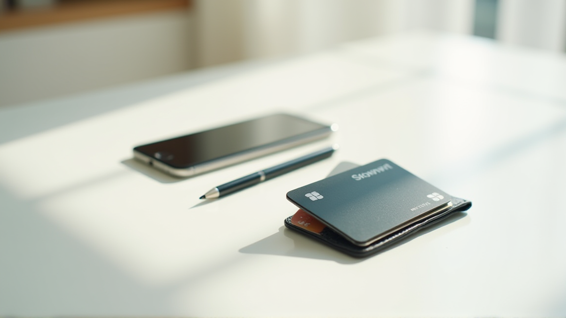 財布の中に収まった2〜3枚のカードとスマートフォン