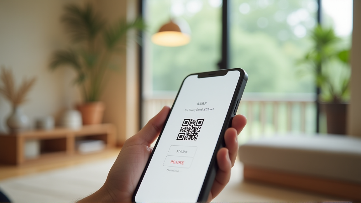 スマートフォンのQRコード決済画面のアップ