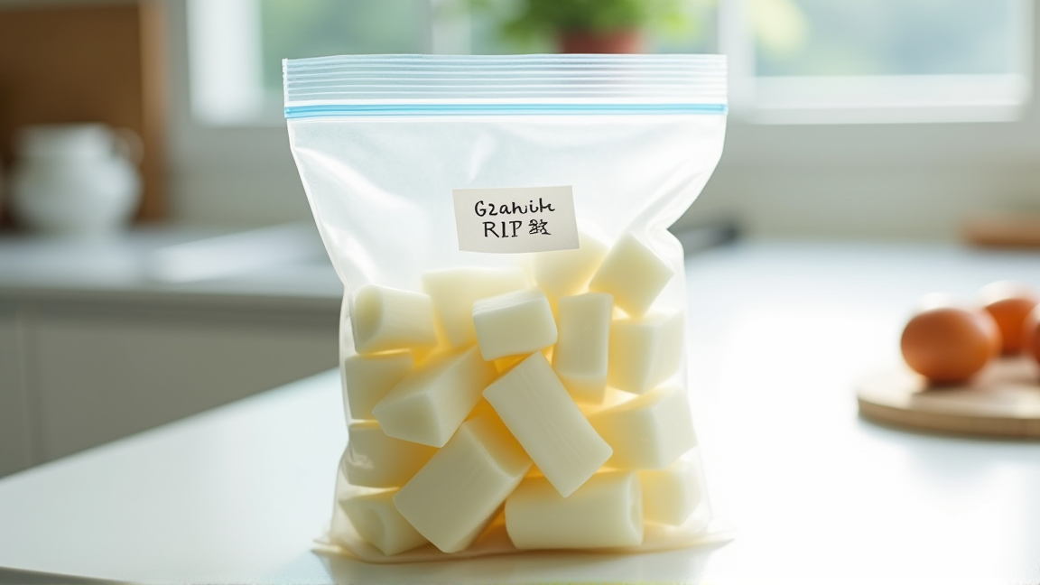 大根を小分けにしてジップロック袋に入れて冷凍している様子