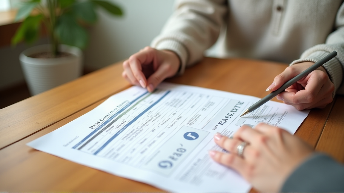 業者との見積もり書類を確認している手元