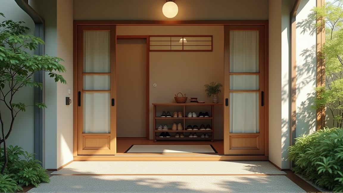 清潔に整えられた日本家屋の玄関まわりの様子