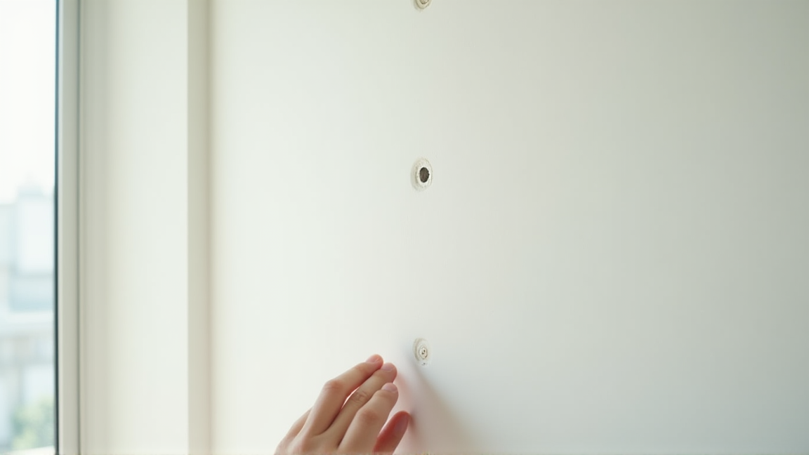 賃貸の退去前に壁の状態を確認している様子