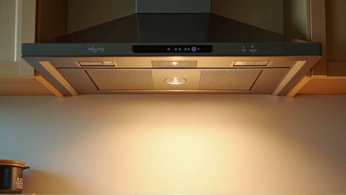 キッチン換気扇のフィルターを確認する様子