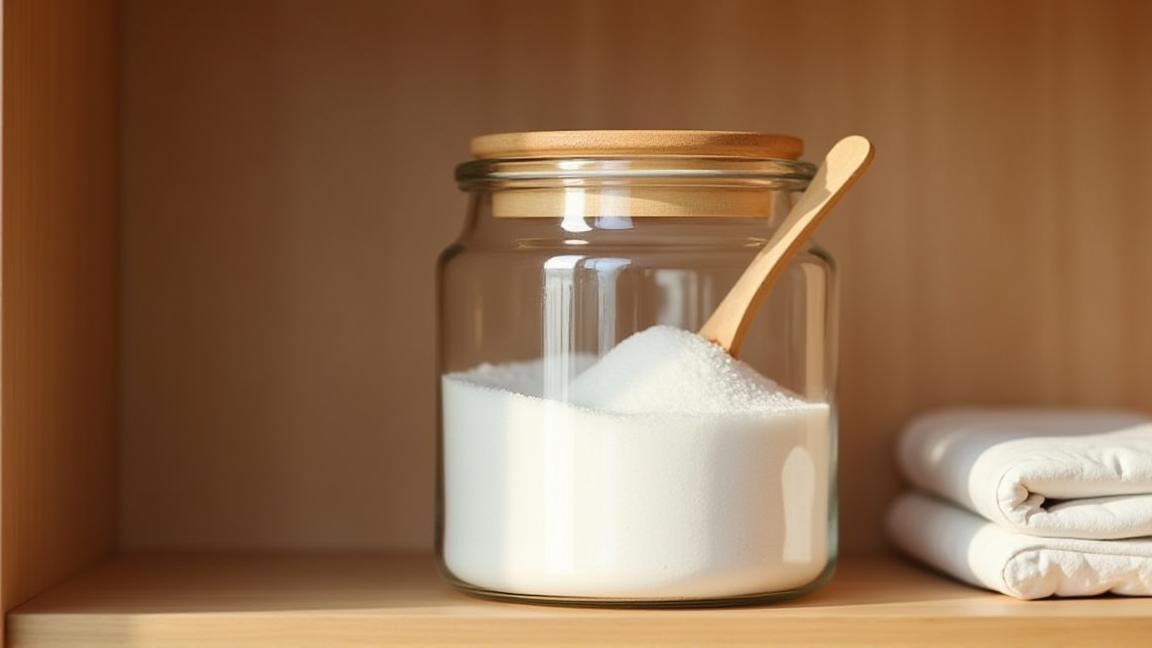 密閉容器に保存された砂糖と珪藻土スプーン