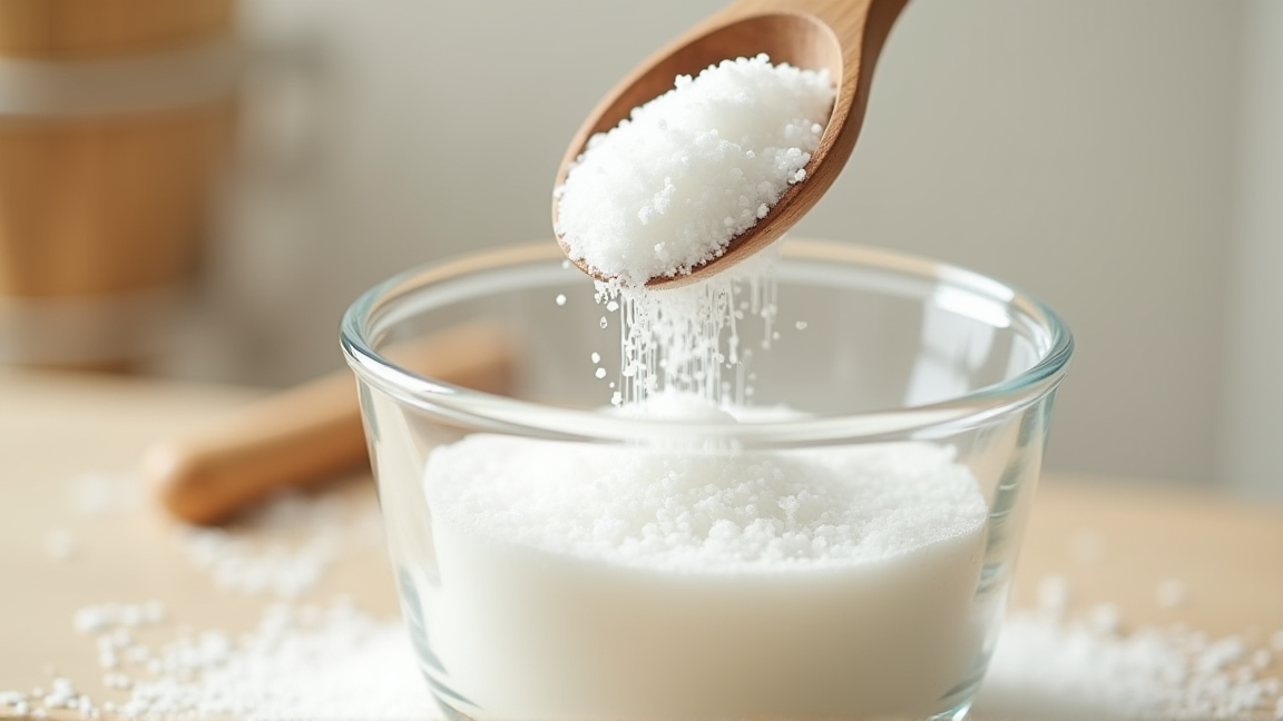 サラサラの砂糖がスプーンから流れ落ちる瞬間