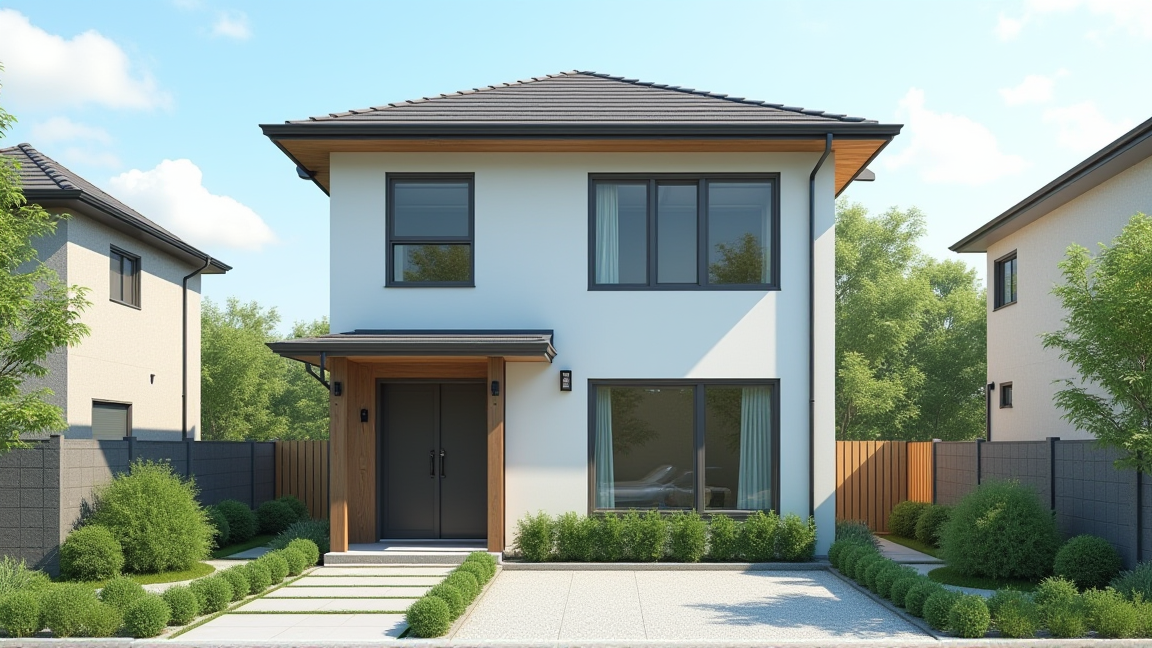 住宅の外観と保険証券を確認するイメージ