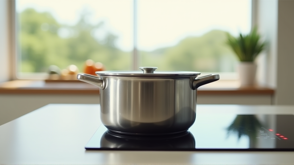 IHコンロの上に鍋を置いている様子