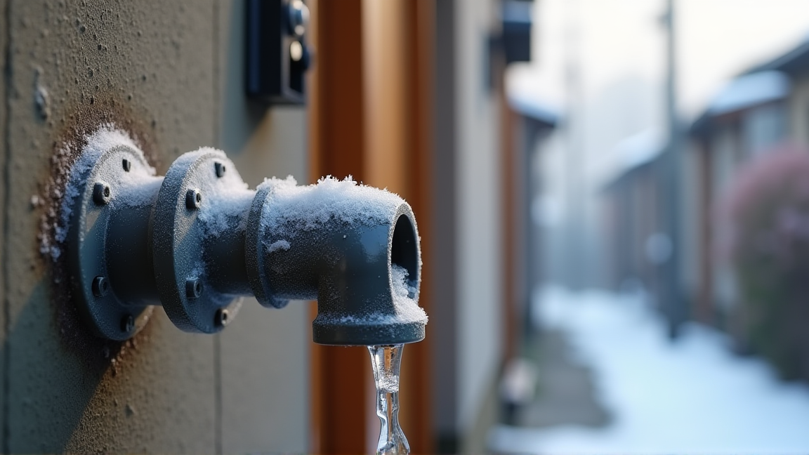 屋外に露出した水道管と保温材