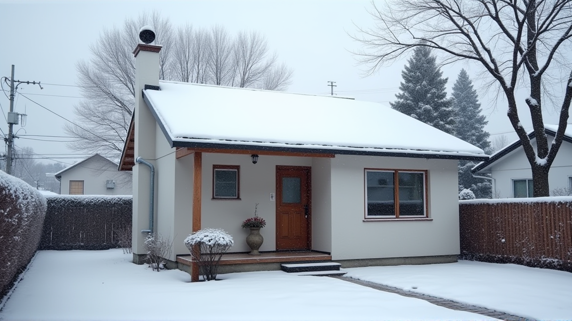 雪が積もった住宅の外観
