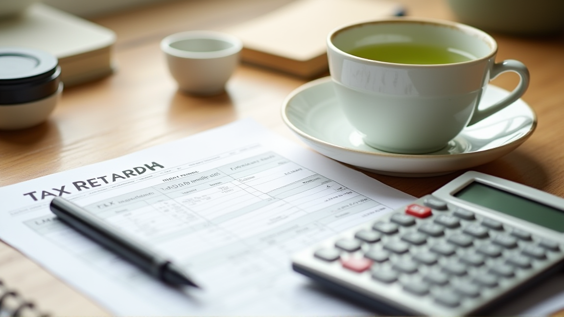 確定申告の書類と電卓